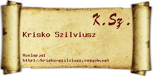 Krisko Szilviusz névjegykártya